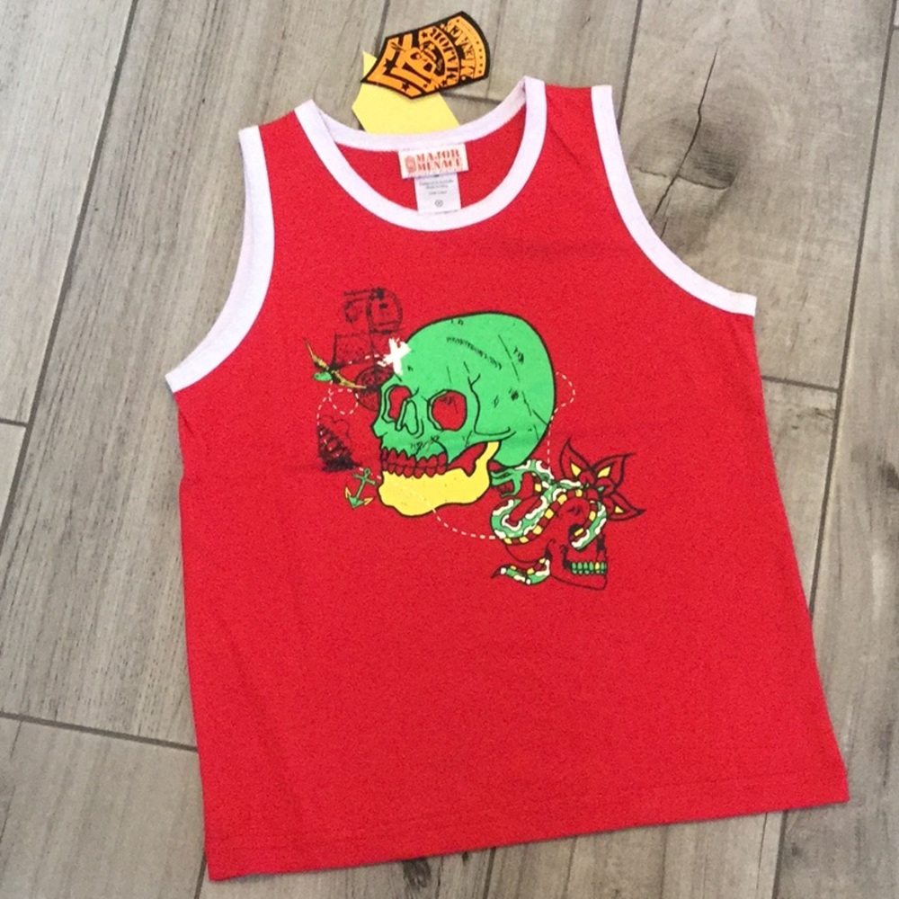 Kids 2CHILLIES Red Skull Muscle Tank Top